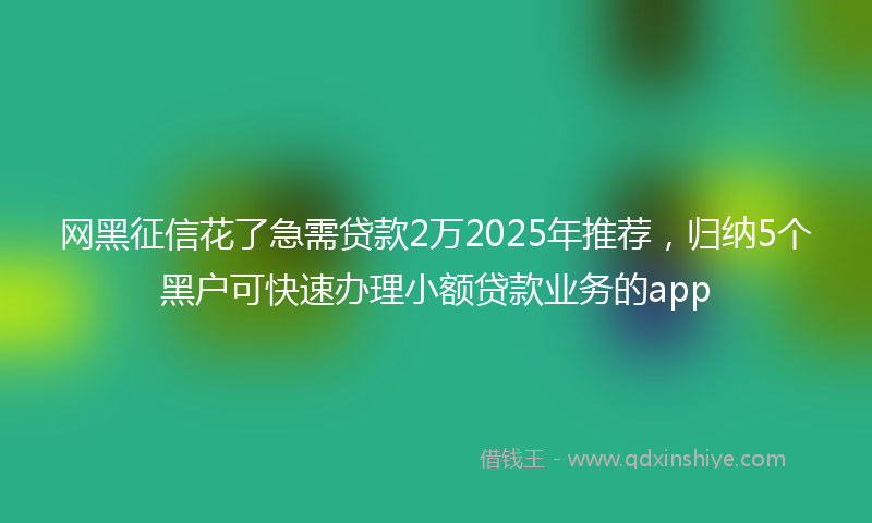 网黑征信花了急需贷款2万2025年推荐，归纳5个黑户可快速办理小额贷款业务的app