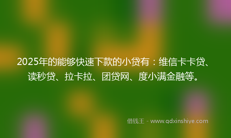 2025年的能够快速下款的小贷有：维信卡卡贷、读秒贷、拉卡拉、团贷网、度小满金融等。