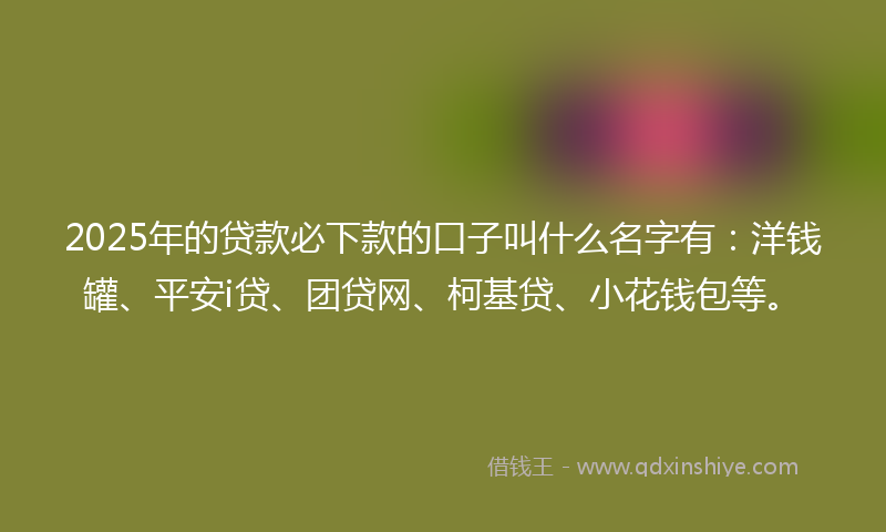2025年的贷款必下款的口子叫什么名字有：洋钱罐、平安i贷、团贷网、柯基贷、小花钱包等。