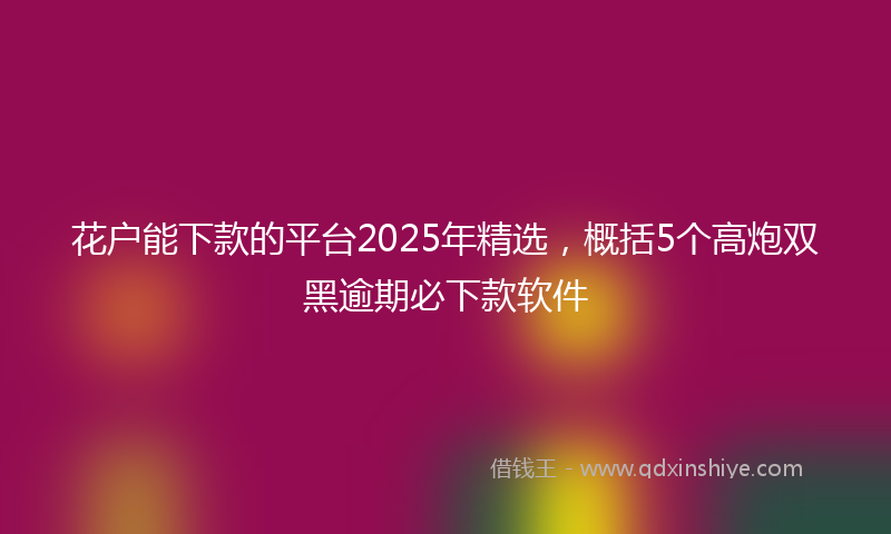 花户能下款的平台2025年精选，概括5个高炮双黑逾期必下款软件