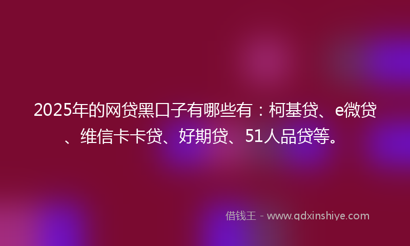 2025年的网贷黑口子有哪些有：柯基贷、e微贷、维信卡卡贷、好期贷、51人品贷等。
