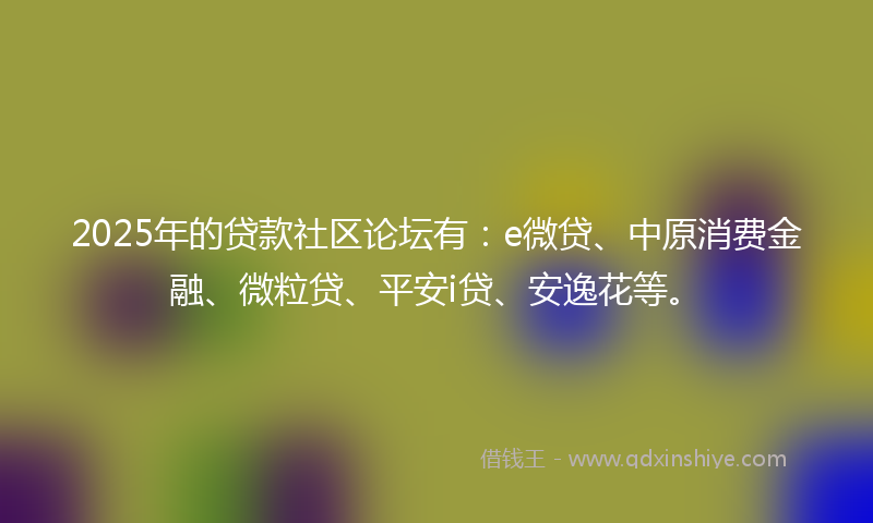 2025年的贷款社区论坛有：e微贷、中原消费金融、微粒贷、平安i贷、安逸花等。