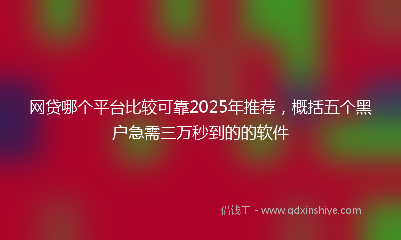 网贷哪个平台比较可靠2025年推荐，概括五个黑户急需三万秒到的的软件