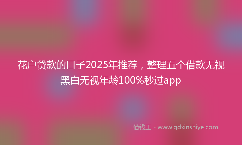花户贷款的口子2025年推荐，整理五个借款无视黑白无视年龄100%秒过app