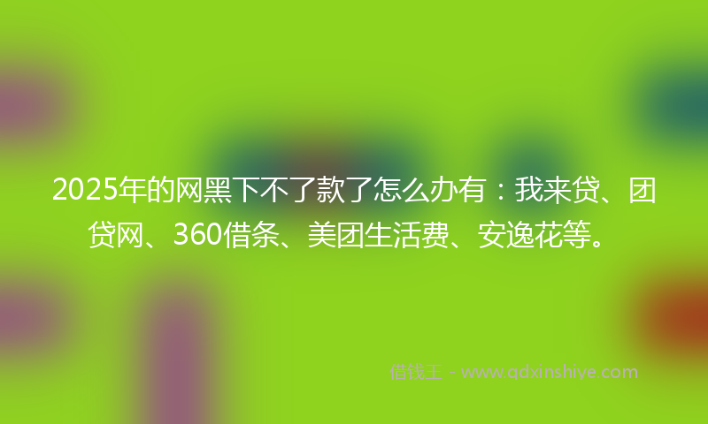 2025年的网黑下不了款了怎么办有：我来贷、团贷网、360借条、美团生活费、安逸花等。