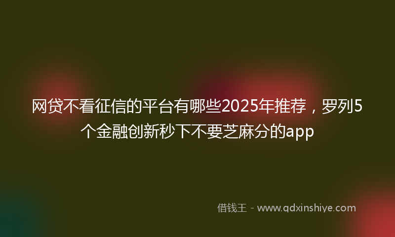 网贷不看征信的平台有哪些2025年推荐，罗列5个金融创新秒下不要芝麻分的app