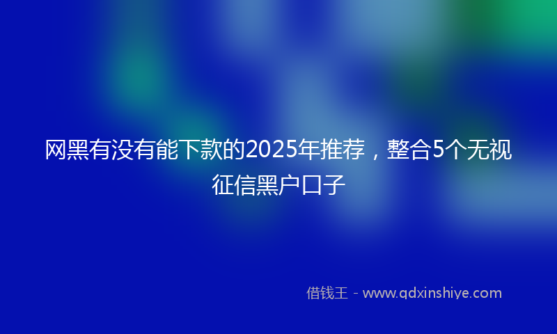 网黑有没有能下款的2025年推荐，整合5个无视征信黑户口子