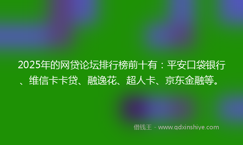 2025年的网贷论坛排行榜前十有：平安口袋银行、维信卡卡贷、融逸花、超人卡、京东金融等。