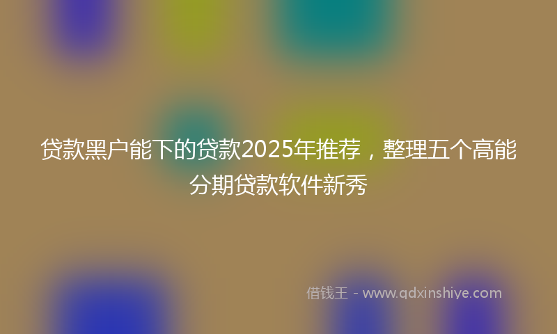 贷款黑户能下的贷款2025年推荐，整理五个高能分期贷款软件新秀