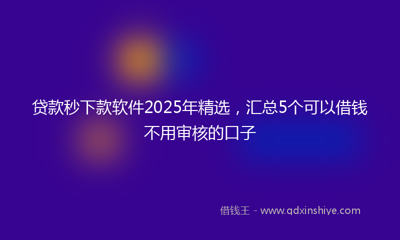 贷款秒下款软件2025年精选，汇总5个可以借钱不用审核的口子