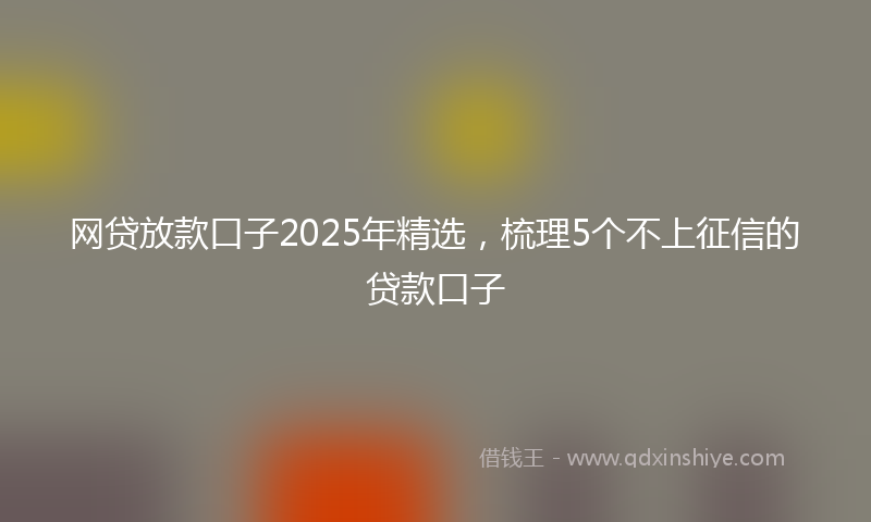 网贷放款口子2025年精选，梳理5个不上征信的贷款口子