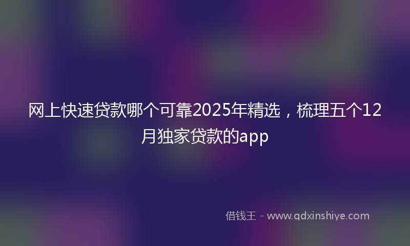 网上快速贷款哪个可靠2025年精选，梳理五个12月独家贷款的app