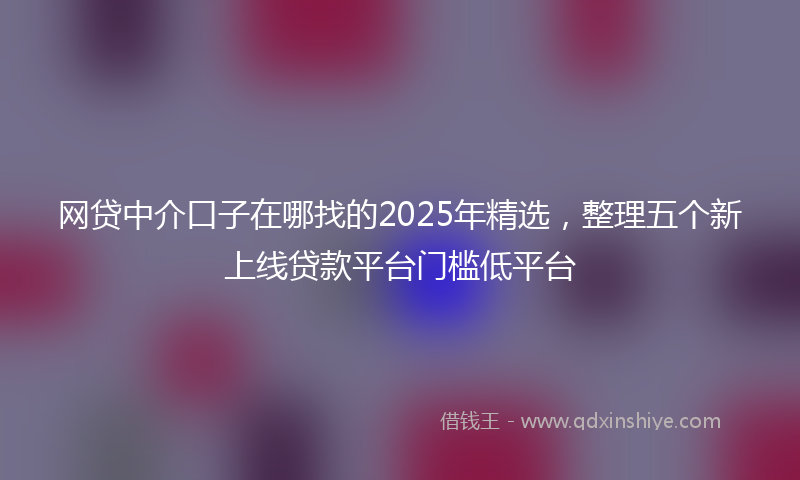 网贷中介口子在哪找的2025年精选，整理五个新上线贷款平台门槛低平台