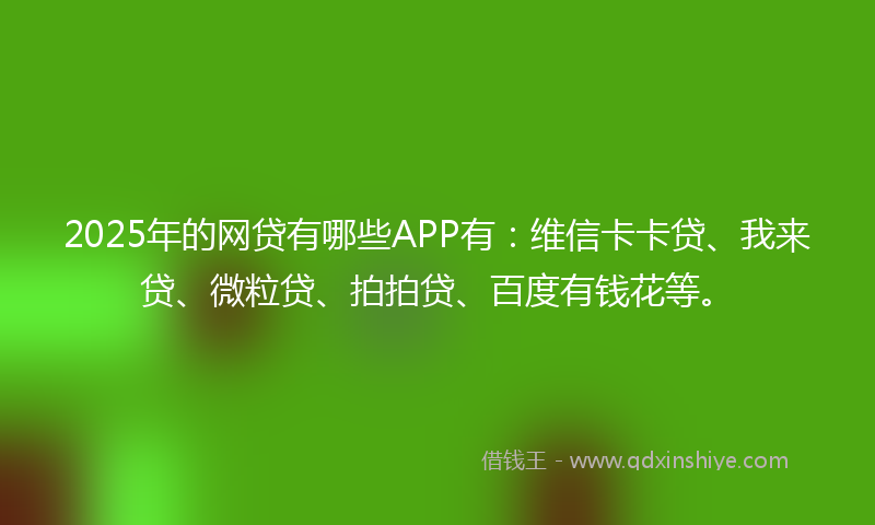 2025年的网贷有哪些APP有：维信卡卡贷、我来贷、微粒贷、拍拍贷、百度有钱花等。