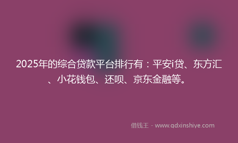 2025年的综合贷款平台排行有：平安i贷、东方汇、小花钱包、还呗、京东金融等。