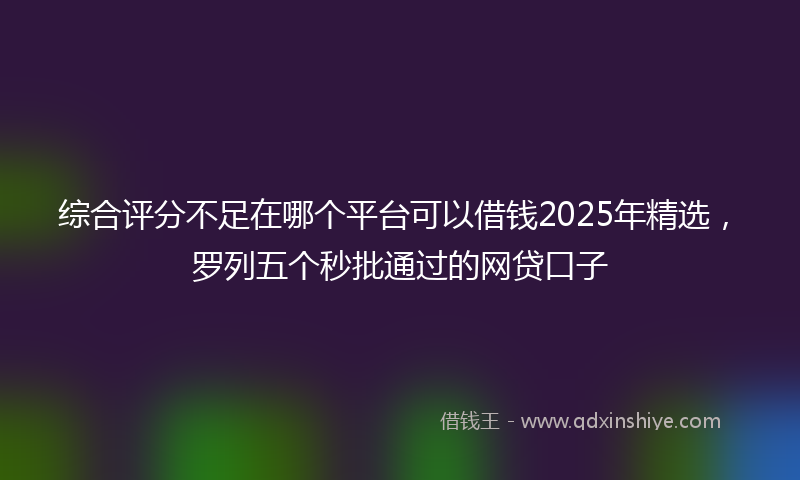 综合评分不足在哪个平台可以借钱2025年精选，罗列五个秒批通过的网贷口子