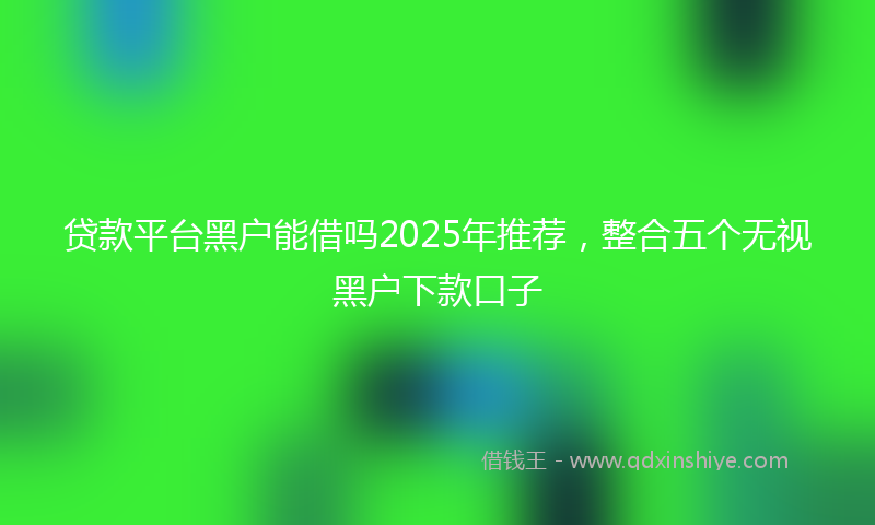 贷款平台黑户能借吗2025年推荐，整合五个无视黑户下款口子