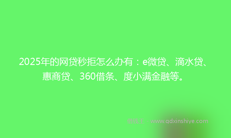 2025年的网贷秒拒怎么办有：e微贷、滴水贷、惠商贷、360借条、度小满金融等。