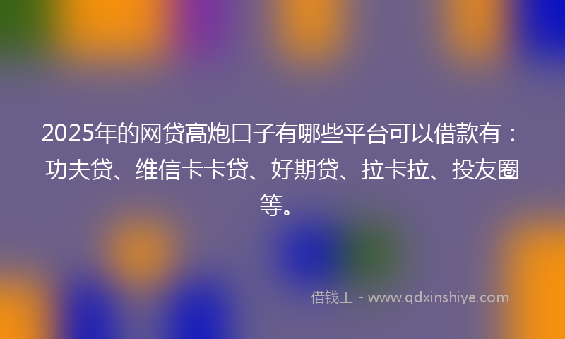 2025年的网贷高炮口子有哪些平台可以借款有：功夫贷、维信卡卡贷、好期贷、拉卡拉、投友圈等。