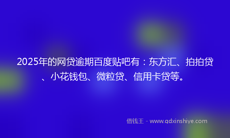 2025年的网贷逾期百度贴吧有：东方汇、拍拍贷、小花钱包、微粒贷、信用卡贷等。