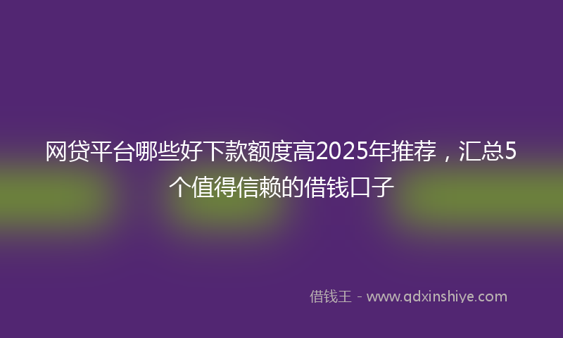 网贷平台哪些好下款额度高2025年推荐，汇总5个值得信赖的借钱口子