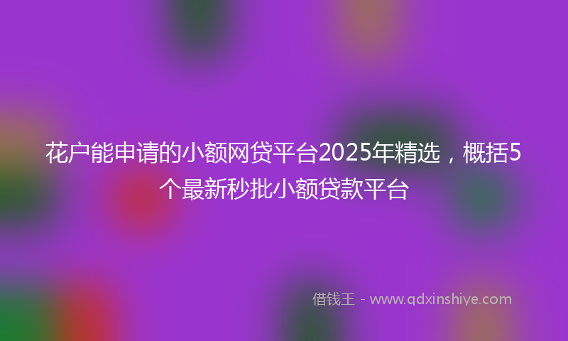 花户能申请的小额网贷平台2025年精选，概括5个最新秒批小额贷款平台