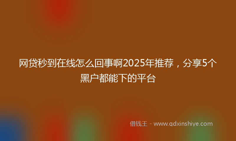 网贷秒到在线怎么回事啊2025年推荐，分享5个黑户都能下的平台