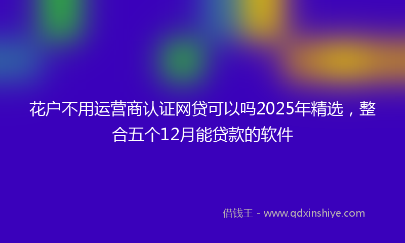 花户不用运营商认证网贷可以吗2025年精选，整合五个12月能贷款的软件