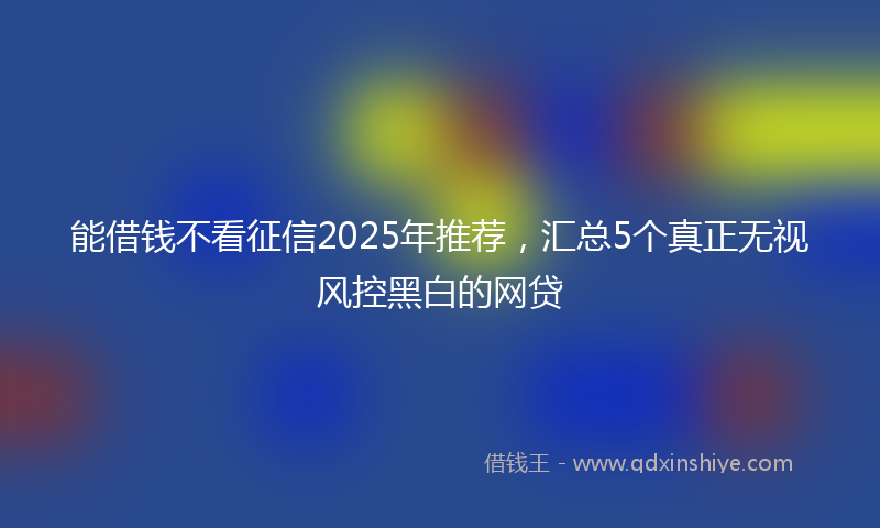 能借钱不看征信2025年推荐，汇总5个真正无视风控黑白的网贷