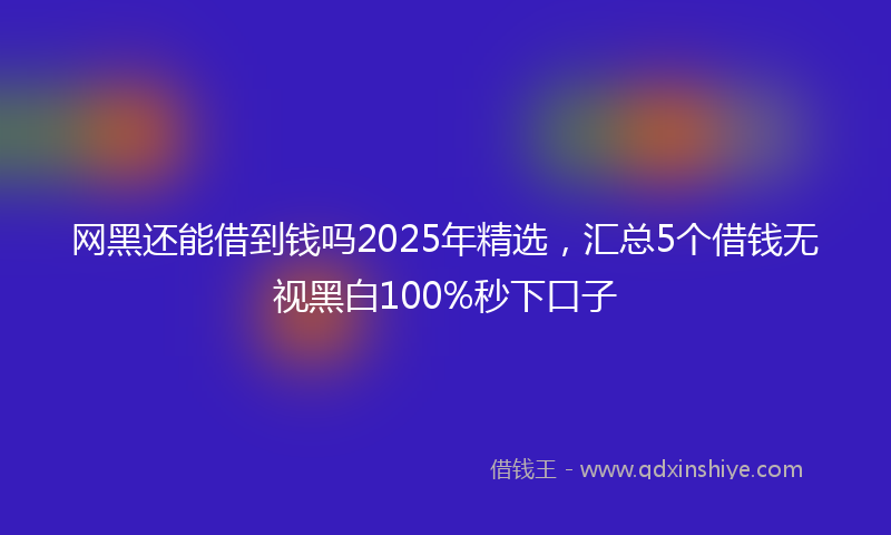 网黑还能借到钱吗2025年精选，汇总5个借钱无视黑白100%秒下口子