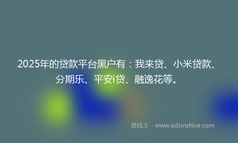 2025年的贷款平台黑户有：我来贷、小米贷款、分期乐、平安i贷、融逸花等。