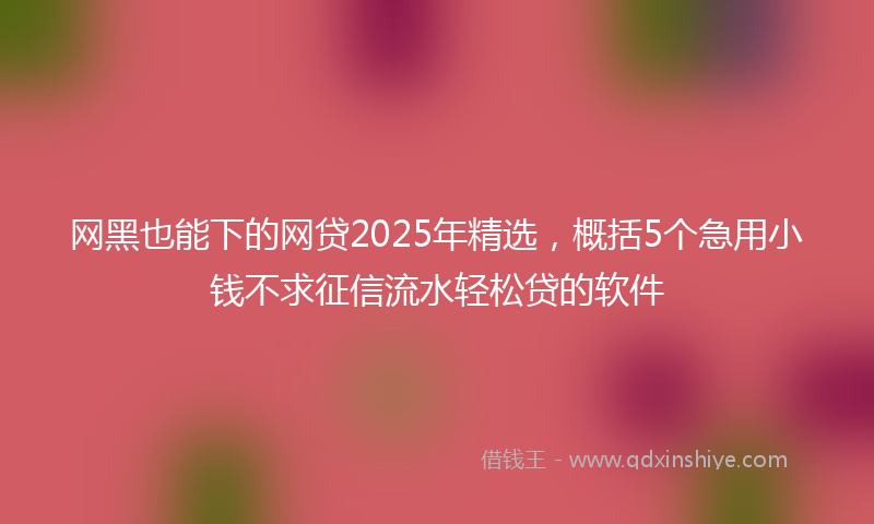网黑也能下的网贷2025年精选，概括5个急用小钱不求征信流水轻松贷的软件