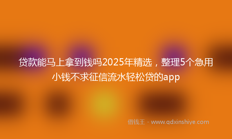 贷款能马上拿到钱吗2025年精选，整理5个急用小钱不求征信流水轻松贷的app