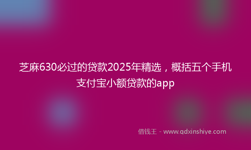 芝麻630必过的贷款2025年精选，概括五个手机支付宝小额贷款的app