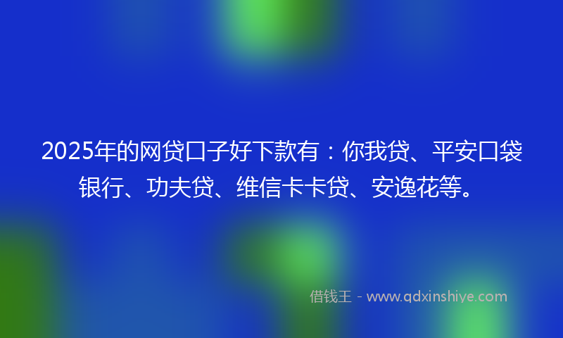 2025年的网贷口子好下款有：你我贷、平安口袋银行、功夫贷、维信卡卡贷、安逸花等。