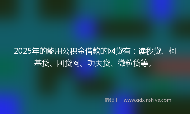 2025年的能用公积金借款的网贷有：读秒贷、柯基贷、团贷网、功夫贷、微粒贷等。