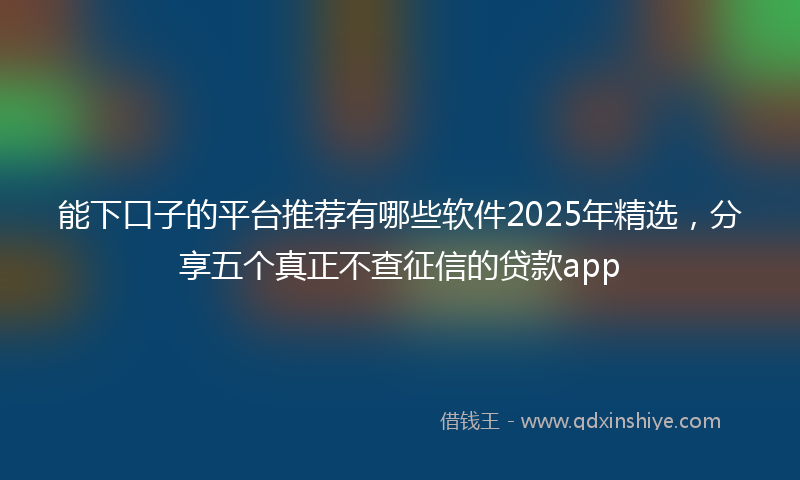 能下口子的平台推荐有哪些软件2025年精选，分享五个真正不查征信的贷款app