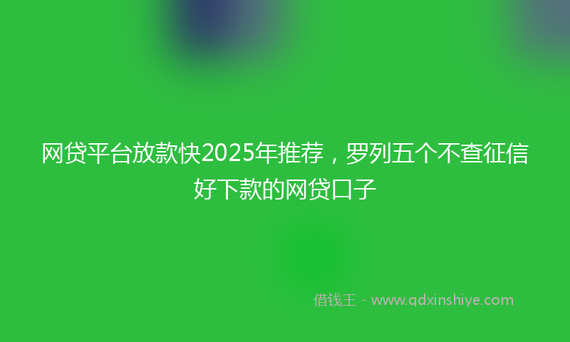 网贷平台放款快2025年推荐，罗列五个不查征信好下款的网贷口子