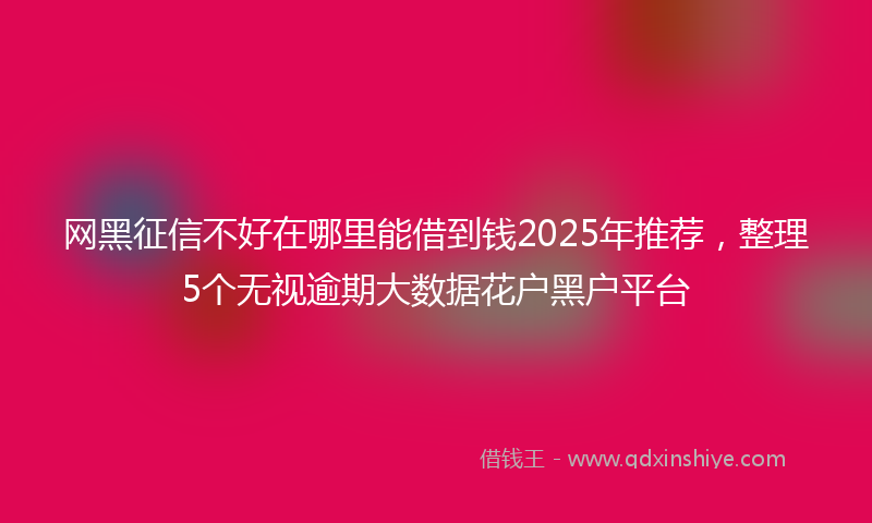 网黑征信不好在哪里能借到钱2025年推荐，整理5个无视逾期大数据花户黑户平台