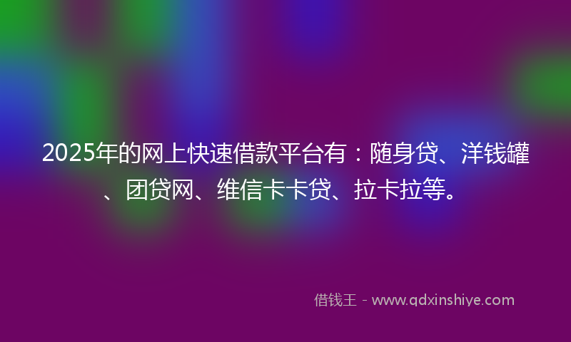 2025年的网上快速借款平台有：随身贷、洋钱罐、团贷网、维信卡卡贷、拉卡拉等。