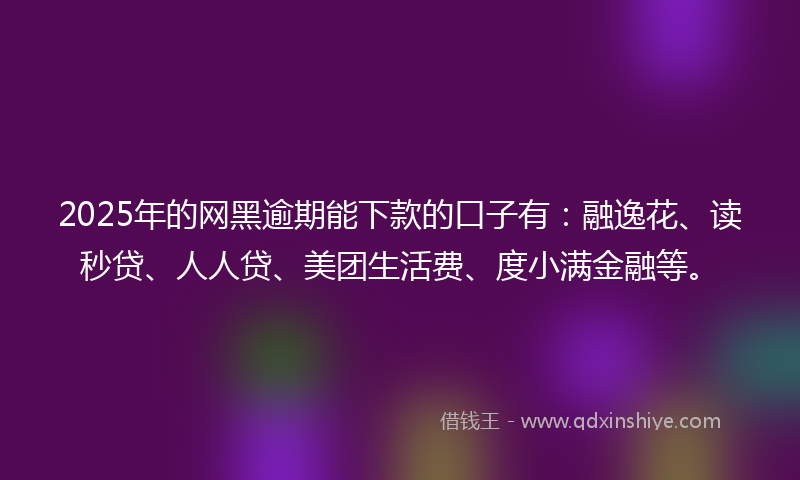 2025年的网黑逾期能下款的口子有：融逸花、读秒贷、人人贷、美团生活费、度小满金融等。