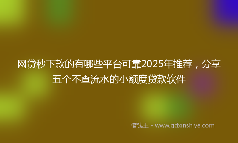 网贷秒下款的有哪些平台可靠2025年推荐，分享五个不查流水的小额度贷款软件