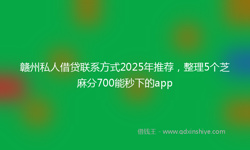 赣州私人借贷联系方式2025年推荐，整理5个芝麻分700能秒下的app