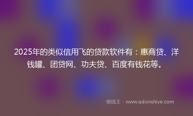 2025年的类似信用飞的贷款软件有：惠商贷、洋钱罐、团贷网、功夫贷、百度有钱花等。