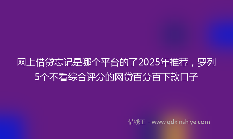 网上借贷忘记是哪个平台的了2025年推荐，罗列5个不看综合评分的网贷百分百下款口子