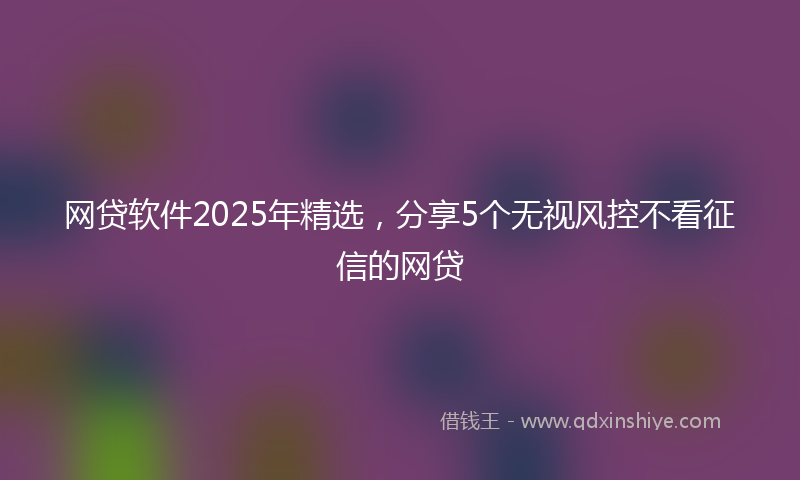网贷软件2025年精选，分享5个无视风控不看征信的网贷
