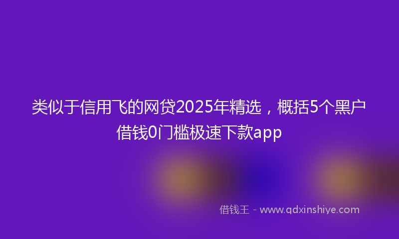 类似于信用飞的网贷2025年精选，概括5个黑户借钱0门槛极速下款app