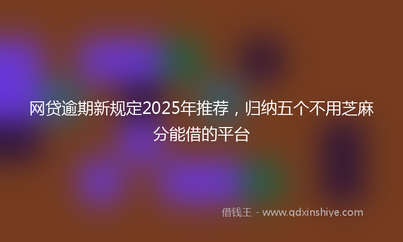 网贷逾期新规定2025年推荐，归纳五个不用芝麻分能借的平台