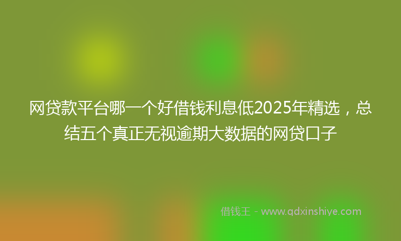 网贷款平台哪一个好借钱利息低2025年精选，总结五个真正无视逾期大数据的网贷口子