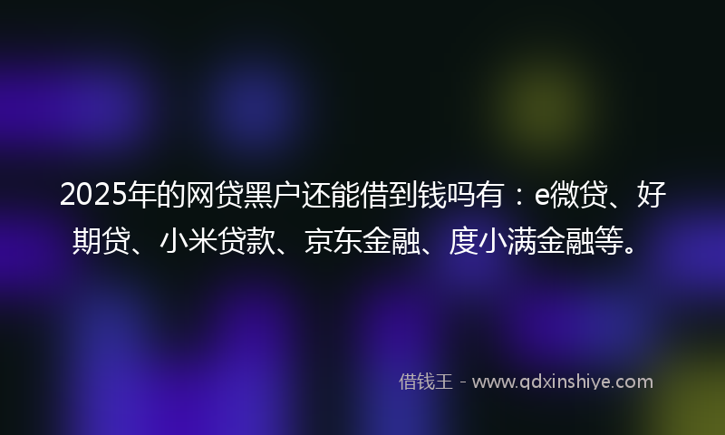 2025年的网贷黑户还能借到钱吗有：e微贷、好期贷、小米贷款、京东金融、度小满金融等。